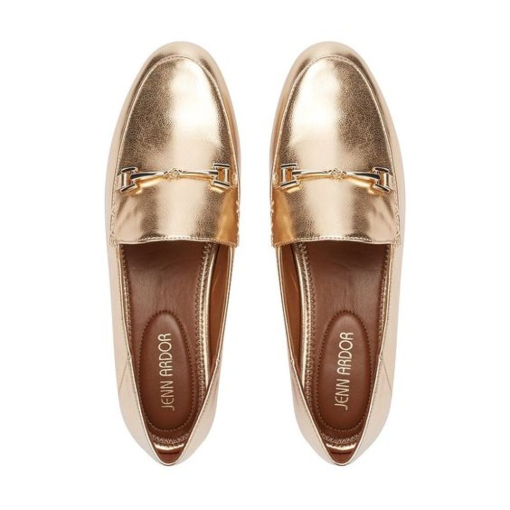JENN ARDOR Metallic Gold Women's Penny Loafers Slip On Flats Loafers Size 6